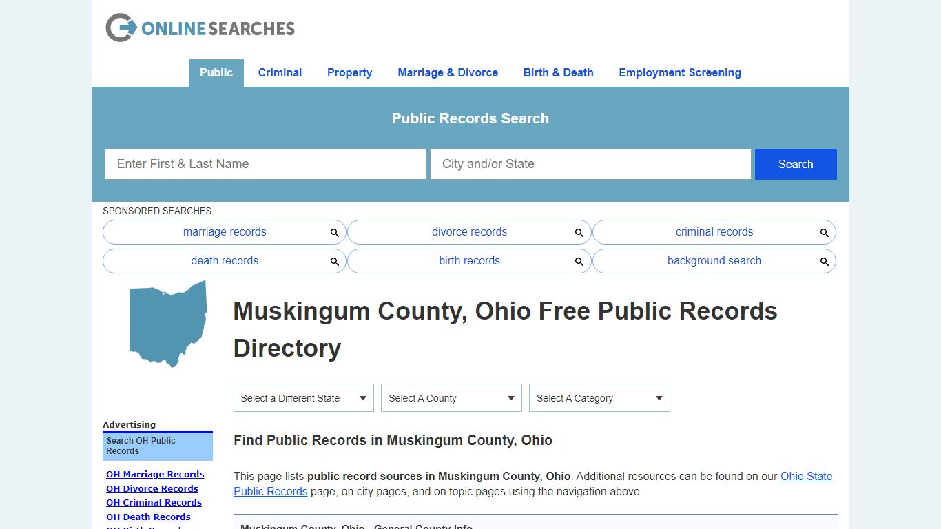 Muskingum County, Ohio Public Records Directory